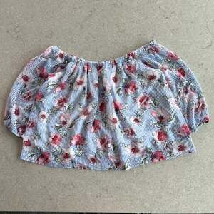 Active USA Women's Off-the-Shoulder Floral and Stripe Print Crop Top Size L